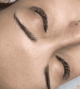 Close-up of closed eyes with long eyelashes