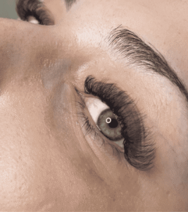 Close-up of eye with long eyelashes