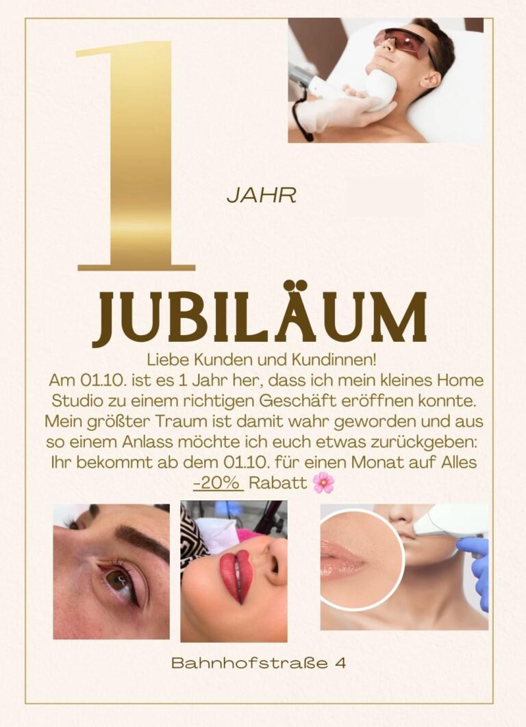 Anniversary sale, 20% off beauty treatments.