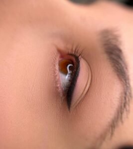 Close-up of eye with eyeliner and mascara